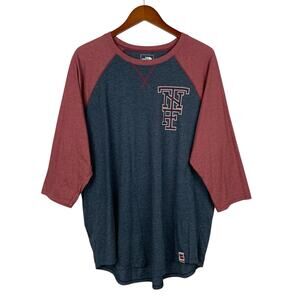 The North Face Raglan Shirt Red Blue Baseball Style Tee T-shirt Men's XL